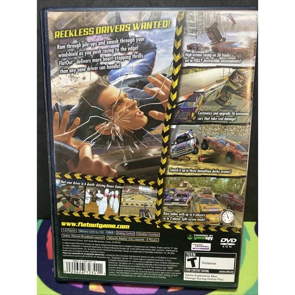 FlatOut (Sony PlayStation 2, 2005) PS2 CIB Complete w/ Manual Flat Out Authentic